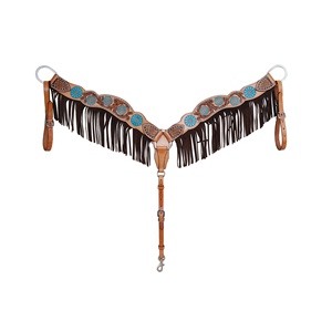 Hecho a mano 100% cuero de vaca cuello de pecho occidental pintado a mano flecos trabajo cuero genuino indio al por mayor fabricante/proveedor - Product Image 2