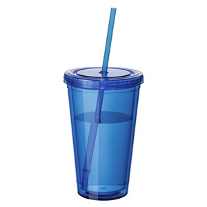 Gobelet réutilisable personnalisé avec logo, 16 oz, double paroi, en plastique, pour boissons froides, avec couvercle et paille, idéal pour les événements estivaux et les cadeaux promotionnels - Product Image 3