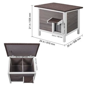 Casa para Gatos y Conejos de Madera para Exteriores, Aislada con Espuma, Resistente a la Intemperie, Refugio para Gatos Silvestres, para Múltiples Gatos, Muebles para Mascotas - Product Image 3