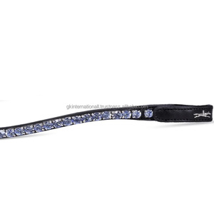 Elegante banda personalizada para cejas de caballo Cristales de primera calidad Diseños decorativos Elegante aspecto equino Banda para cejas de Carreras de Caballos de cuero - Product Image 3