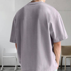 T-shirt décontracté ample en coton pour homme, nouvelle conception, logo personnalisé, épaules tombantes, coupe oversize, léger, de haute qualité, vente en gros, collection printemps - Product Image 3