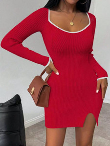 Vestido suéter ajustado de punto acanalado - Product Image 3