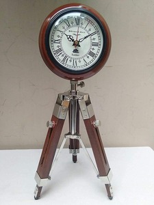 Vintage Tripod <b>Clock</b> for Home and Office Wooden Floor Standing <b>Clock</b> <b>Roman</b> Numeral Dial Retro Antique Table <b>Clock</b> - Product Image 4