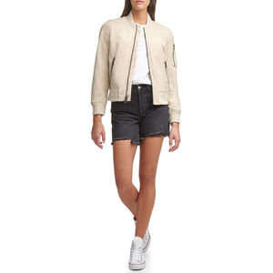 Blouson Bomber Beige Décontracté pour Homme, Veste de Vol Unisexe en Nylon avec Fermeture Éclair, Col Montant et Poignets Côtelés - Product Image 2