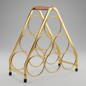 ที่วางขวดไวน์ทองเหลืองแบบตั้งพื้น 9 ขวด ขายส่งอินเดีย - Product Image 1