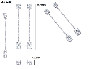 Boucles d'oreilles pendantes personnalisées en or massif 18 carats avec diamants de laboratoire et moissanite ronde ovale, longues chaînes, vente en gros - Product Image 6