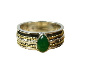 Agate Pear Cut Prong Setting Fancy Rose Gold Plated Two Tone 925 Sterling Silver <b>Spinner</b> <b>Ring</b> Meditation Jewelry Gift for Wife - Product Image 1