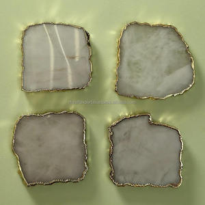 Prix de gros 4 pouces Agate naturelle rose dessous de verre Unique sculpté tranche de pierre élégant Table à manger accessoires pierre précieuse Orgone - Product Image 5