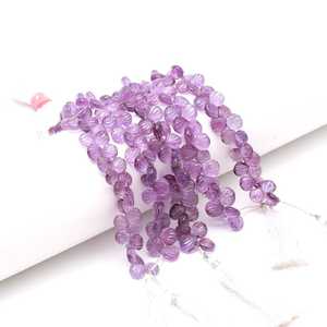 Natural <b>Pink</b> Amethyst Carved Shell Beads 9-10MM Hand Carved Side <b>Drilled</b> Gemstone Beads <b>Pink</b> Amethyst Loose Beads For Jewelry - Product Image 1