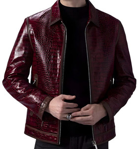 Veste en cuir pour homme, veste de motard en cuir, veste en cuir de crocodile, veste texturée en crocodile faite à la main, veste décontractée - Product Image 3