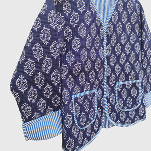 Cárdigan Abierto con Bordado Floral Estilo Bohemio, Manga Larga, Talla Grande, Prenda Exterior Casual de Algodón para Mujer, Cuello en V, para Primavera - Product Image 3