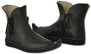 Bottes médiévales faites à la main en cuir véritable à lacets, chaussures rétro noires unisexes, confortables pour toutes les saisons, pour Halloween et Pâques - Product Image 5