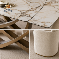 Ensemble de table et de chaises de salle à manger de luxe Vantel, fabriqué sur mesure pour les projets de design d'intérieur de villas, fournisseur d'exportation