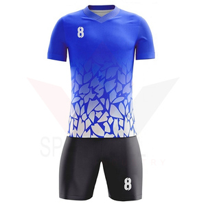 Conjunto de Camiseta de Fútbol para Hombre, Diseño Degradado Azul con Patrón de Hojas, Manga Corta, Cuello en V, Absorbe la Humedad, Ajuste Atlético, para Todas las Temporadas - Product Image 4
