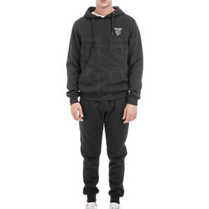 Conjunto Deportivo de Invierno para Hombre, 100% Algodón, Forro Polar, Tallas Grandes, Diseño de Logotipo Personalizable, Patrón Liso - Product Image 1