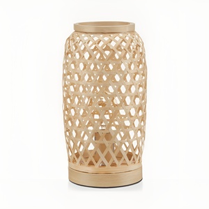 <b>Wireless</b> light <b>lamp</b> wedding table decoration top selling natural weave bamboo tabletop <b>lamps</b> - Product Image 1