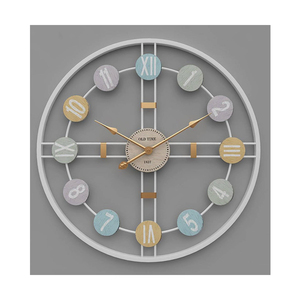 Circular Industrial Mechanical Needle <b>Wall</b> <b>Clock</b> with Metal & Wooden Combo for Living Room Home <b>Decor</b> - Product Image 6