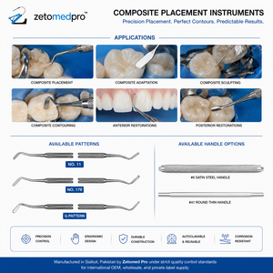Instrument de pose de composite dentaire de qualité supérieure en acier inoxydable, instrument de restauration OEM Zetomed Pro - Product Image 4