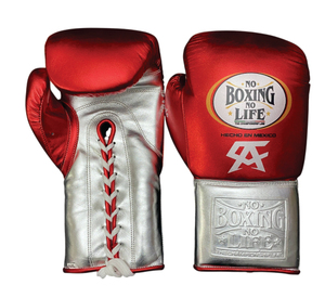 Hot Selling Red <b>Silver</b> No Boxing No Life Boxing <b>Gloves</b> Lace Up Muay Thai Closure 100% Genuine Leather Adult For Martial Arts - Product Image 6
