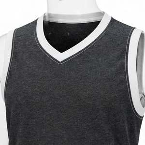 Ensemble de shorts et maillot de basket-ball noir personnalisé pour hommes, respirant, col en V, sans manches, tenue de sport d'équipe, uniforme d'entraînement - Product Image 3