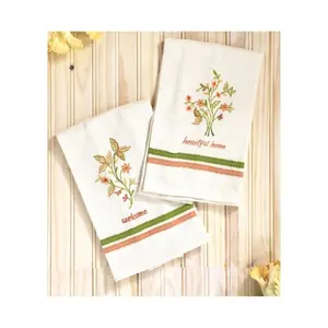 New Brand Promotional Trendy Counter Top Embroidered 100% Cotton Twill Fabric 190 Gsm Super Quick Absorbent Kitchen Tea Towels