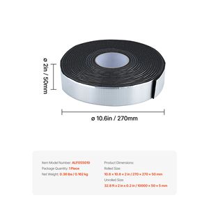 Nastro Isolante in Schiuma Autoadesiva con Strato di Alluminio 10 Metri x 5 cm per Isolamento Tubi e Condotti - Product Image 6