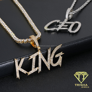 Custom <b>Name</b> Letter Pendant Necklace With Moissanite Luxury Iced Out Hip Hop Jewelry Personalized <b>Chain</b> Necklace For Men - Product Image 4