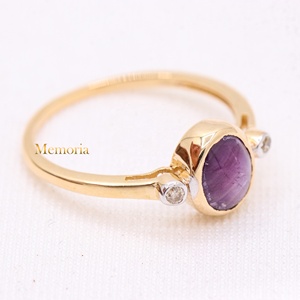 Anillo de Oro Amarillo Sólido de 14K con Rubí Ovalado Natural y Diamantes en Engaste de Bisel, Joyería Fina, Memoria Jewels - Product Image 5