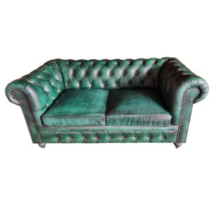 Premium 2 Seater Chesterfield <b>Sofa</b> Genuine Leather with Soft Cushion Upholstery and Durable <b>Wooden</b> <b>Frame</b> Comfortable Seating - Product Image 2