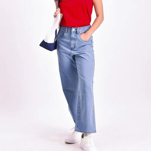 Jeans baggy en denim vintage taille haute multi-poches pour femmes, avec logo personnalisé, produit très populaire. - Product Image 4