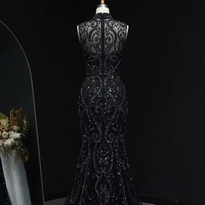 Vestido de Noche Glamuroso con Lentejuelas de Concha Marina, Corsé Ilusorio, Estilo Sirena con Mangas de Capa Fluidas, Ropa Formal Profesional - Product Image 1