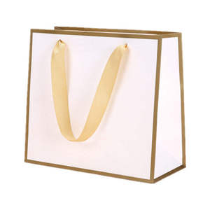 Bolsas de Compras de Papel Rectangulares Color Naranja Personalizadas con Asas Planas Negras, Bolsas de Regalo para Boutique y Tienda - Product Image 5