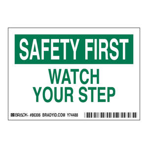 Étiquettes de sécurité autocollantes Brady Watch Your Step, finition brillante durable pour sols de laboratoire et industriels - Product Image 2