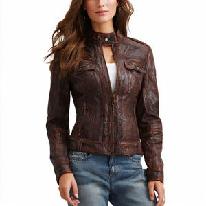 Blouson de moto en cuir pour femme grande taille, imprimé, respirant, coupe-vent, avec fermeture éclair et col montant, pour la course et la conduite hivernale - Product Image 4