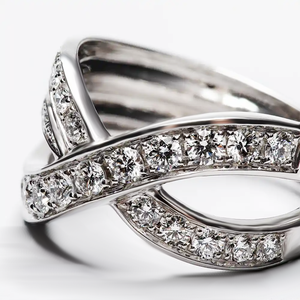 18ct White <b>Gold</b> Plated Pave <b>Set</b> Lab Grown Diamond Three Strand Crossover Luxury <b>Ring</b> - Product Image 2