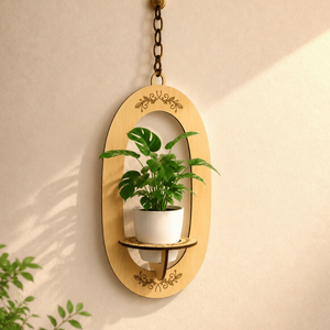 Étagère murale décorative en bois pour plantes suspendues, pour salon, chambre, balcon et bureau, décoration murale minimaliste moderne pour l'affichage des plantes - Product Image 4