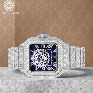 Reloj de Diamantes de Lujo para Mujer Charm Jewells, Cuadrado, de Acero Inoxidable, Analógico, de Cuarzo, con Esfera Azul, Visualización de Fecha, Estilo Joyería de Moda - Product Image 3