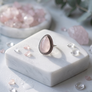 Soulwise Unisex Rose Quartz Cabchon Ring (Any <b>Random</b> Shape)-Trendy Wedding Engagement Jewelry - Product Image 5