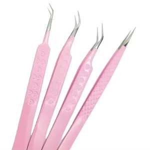 DANTRIC IMPLANTS – Kit professionnel de pinces à cils roses, pointes en acier inoxydable durables, texture lisse, longueur 10 mm pour sourcils - Product Image 1
