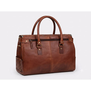 Sac de voyage pour ordinateur portable en cuir véritable de style bohème occidental - Imperméable, grande capacité, portable - Product Image 3