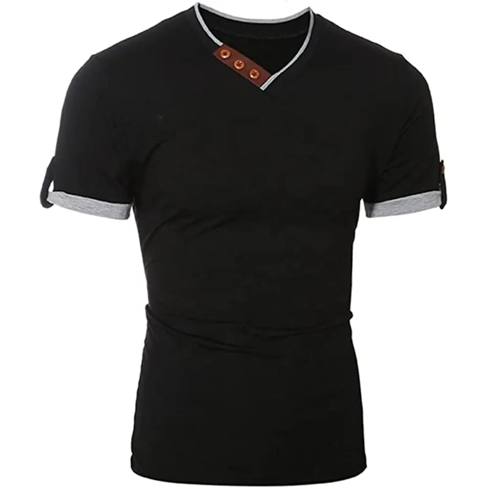 Men's Deep V Neck T Shirts Slim Fit Basic Tee Shirt Short Sleeve Top