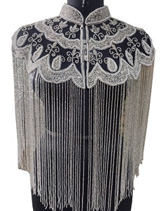 Pretty 2023 Unique Colour Metal Pearl Hand Embroidery Handmade <b>Sequins</b> Beaded Breathable Plus Size Poncho Quality Hand Beaded - Product Image 1