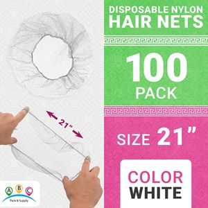 Confezione 100 bianco monouso 21 pollici Nylon capelli Unisex cuffia per capelli con bordo elastico per servizi di ristorazione e uso chirurgico - Product Image 2