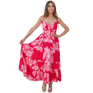 Vestido largo de verano con estampado floral para mujer, estilo línea A - Product Image 2