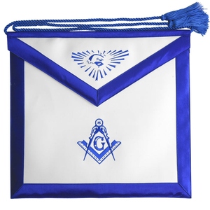 Tablier de Maître Maçon de Loge Bleue - Coton blanc de qualité supérieure, motif carré et compas, Régalia Maçonnique, Tablier Cérémoniel Durable pour Franc-Maçon - Product Image 1