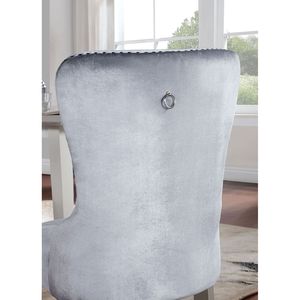 Classic Gray Flannelette Wingback Dining <b>Chair</b> 2pcs <b>Acrylic</b> Button Upholstered Side <b>Chairs</b> - Product Image 4