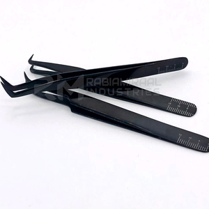 Pince à épiler en acier inoxydable RMI, pointe volumineuse, revêtement plasma noir, pour extensions de cils – Meilleure vente - Product Image 6