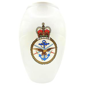 Urna Blanca Premium de Alta Calidad para Cenizas con Esmalte Impreso MOD, Capacidad de 200 Pulgadas Cúbicas, Estilo Americano - Product Image 1