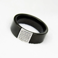 Bague en carbure de tungstène noir avec zircone pavée et incrustation en argent, alliance de 8 mm pour homme, bijoux de luxe en gros