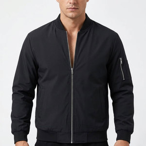 Men Bomber Jacket Full <b>Zip</b> Stand Collar Ribbed Cuffs Sleeve Pocket Lightweight Casual Streetwear Custom OEM/ODM Manufacturer - Product Image 2